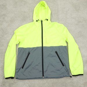 American Eagle Jacket Men's Medium Green Gray Windbreaker Hooded Full Zip